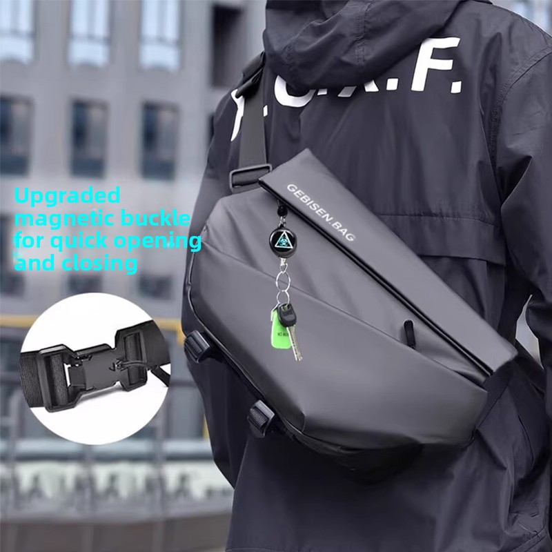 Cycling Commuting - Magnetic Buckle Men Crossbody Bag, Large